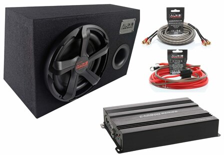 Audio System Carbon Bass-Set-10 bassreflex kist 10 inch + 4 kanaals versterker + kabelset