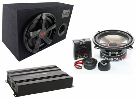 Audio System Carbon Bass-Set-10/165 bassreflex kist 10 inch + 4 kanaals versterker + 16,5cm compo set