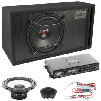 Audio System M-SET 100/10 EVO basspack 4 kanaals versterker + 10 inch bassreflex kist + 10 cm compo set