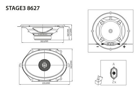 JBL 8627 STAGE3 luidspreker set 6 x 8 inch 50 watts RMS 3 ohms