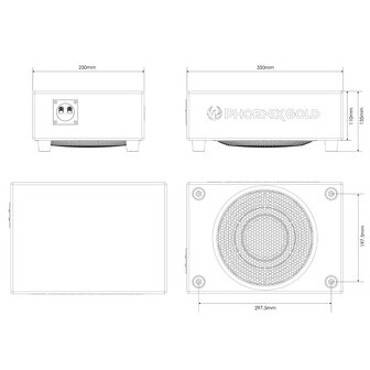 Phoenix Gold ZX18PDF gesloten 8 inch &quot;downfire&quot; subwoofer kist 250 watts RMS 2 ohms