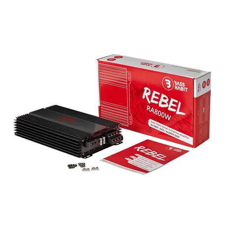 Bass Habit Rebel RA800W versterker 4 kanaals 400 watts RMS