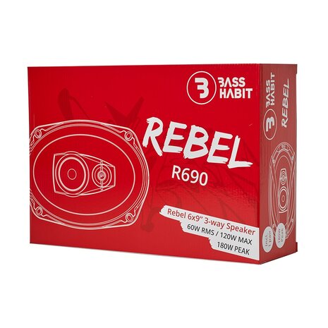 Bass Habit Rebel R690 luidspreker set 6 x 9 inch 3-weg 60 watts RMS 4 ohms