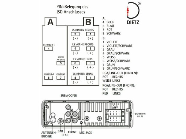 Dietz Retro-300DAB autoradio 1-din met DAB+ bluetooth usb zilver-chroom design