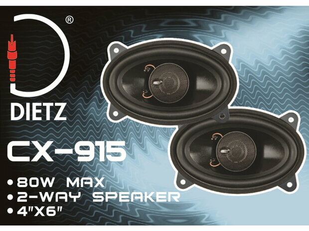 Dietz CX915 luidspreker set 4 x 6 inch (9x15cm) 80 watts MAX 4 ohms