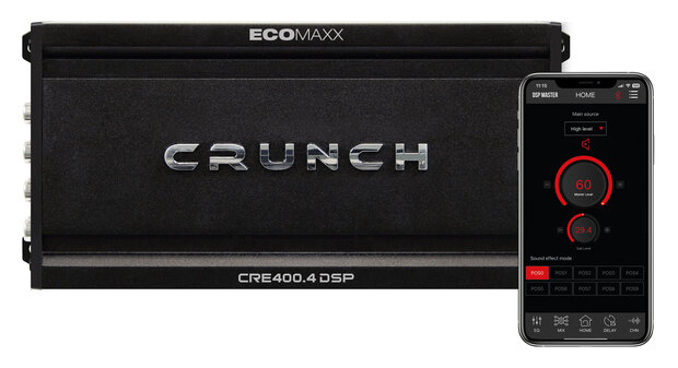 Crunch CRE400.4DSP-ISO versterker 4 kanaals 200 watts RMS met 6 kanaals DSP Full HD Audio